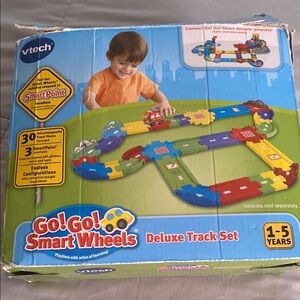 Blue and Red Modular Toy Track Set for Cars and Vehicles cars included